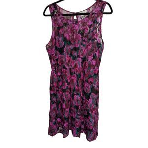 Pinky Pink Floral Lined Summer Dress with POCKETS